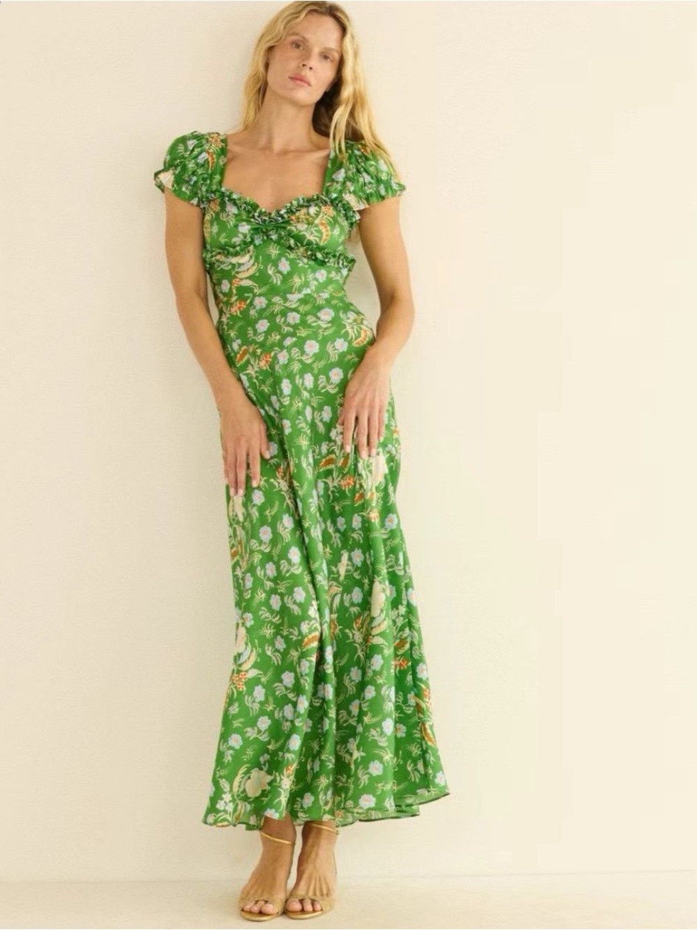 NWOT DÔEN Valerine Dress in EMERALD HOLLYHOCK HILLS